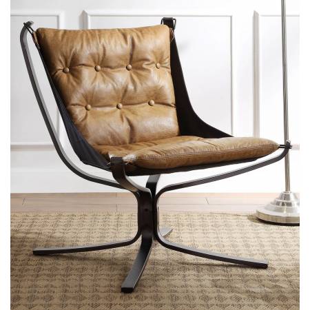 59831 Carney Coffee Top Grain Leather Swivel Accent Chair
