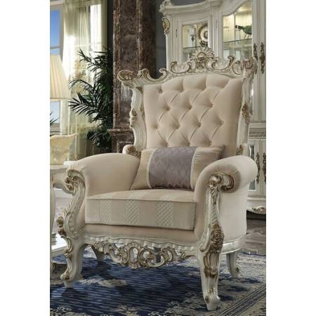 53463 Picardy II Antique Pearl Finish/Fabric Accent Chair