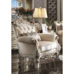 53462 Picardy II Antique Pearl Finish Fabric Chair w/Rolled Armrest