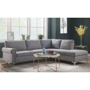 52755 Melvyn 2-Pc Gray Fabric RAF Sectional Sofa