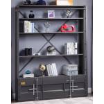 39887 Cargo Gunmetal Finish Metal Bookcase with Ladder