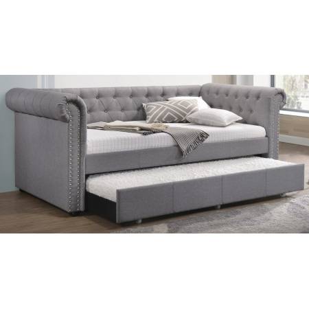 39405 Justice Smoke Gray Fabric Twin Daybed w/Trundle