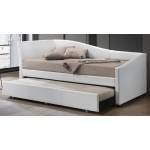 39400 Jedda White PU Leather Twin Daybed w/Trundle