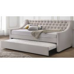 39395 Lianna Fog Fabric Button Tufted Twin Daybed w/Trundle