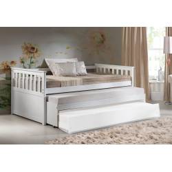 39080+39083 Cominia White Wood Twin Daybed with 2 Trundles
