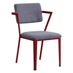 37919 Cargo Red Finish Metal/Grey Fabric Chair