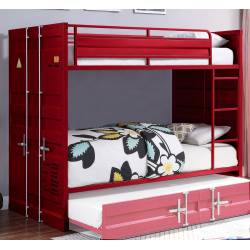 37910 Cargo Red Finish Metal Twin over Twin Bunk Bed