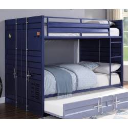 37905 Cargo Blue Finish Metal Full over Full Bunk Bed