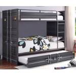 37890+37892 Cargo Gunmetal Finish Metal Twin over Twin Bunk Bed w/Trundle