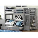 37870 Allentown Gray Wood Twin Bunk Bed w/Storages & Trundle