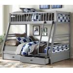 37840 Jason Gray Wood Twin over Twin Bunk Bed w/2 Drawers