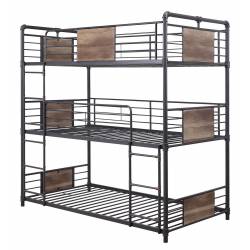 37820 Brantley Sandy Black/Dark Bronze Metal Triple Twin Bunk Bed