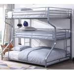 37790 Caius II Silver Metal Triple Twin/Full/Queen Bunk Bed