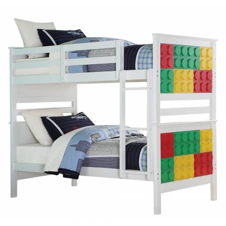 37780 Playground Multi-Color Wood Twin over Twin Bunk Bed