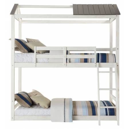 37665 Nadine Cottage Weathered White Wood Twin/Twin Bunk Bed