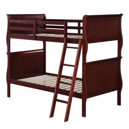 37615 Louis Philippe Cherry Wood Twin over Twin Bunk Bed