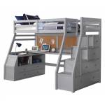 37445 Jason II Gray Wood Twin Loft Bed with Chest & Storage Ladder