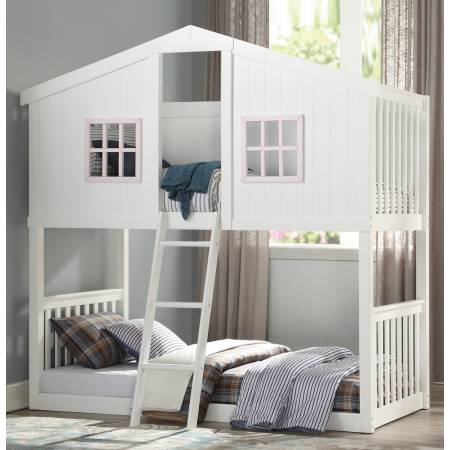 37410 Rohan Cottage White Wood Twin over Twin Bunk Bed
