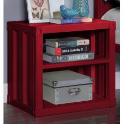 35951 Cargo Red Finish Metal Nightstand w/2 Open Shelves & USB