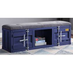 35942 Cargo Blue Finish Metal/Grey Fabric Bench w/Storage