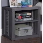 35922 Cargo Gunmetal Finish Metal Nightstand w/2 Open Shelves & USB