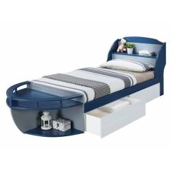 30620T Neptune II Navy/Gray Wood Twin Bed with Storage Headboard
