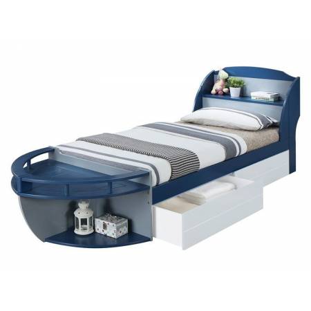 30620T Neptune II Navy/Gray Wood Twin Bed with Storage Headboard
