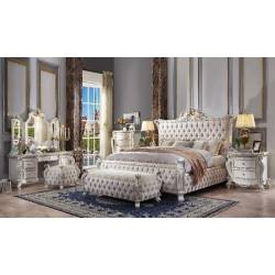 Picardy Eastern King Bed in Fabric & Antique Pearl - Acme Furniture 27877EK