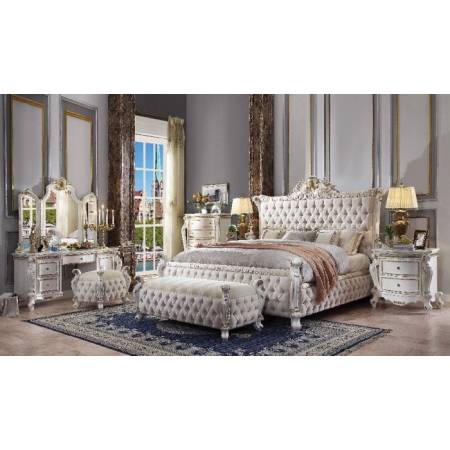 Picardy Bench in Fabric & Antique Pearl - Acme Furniture 27886