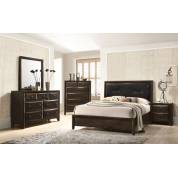 26640Q-4PC 4PC SETS Brenta Queen Bed in Black PU & Walnut