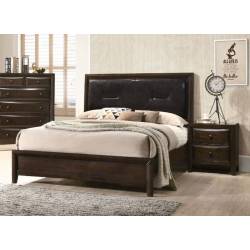Brenta Queen Bed in Black PU & Walnut - Acme Furniture 26640Q