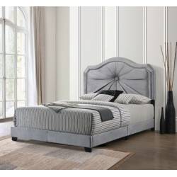 Frankie Queen Bed in Gray Velvet - Acme Furniture 26410Q