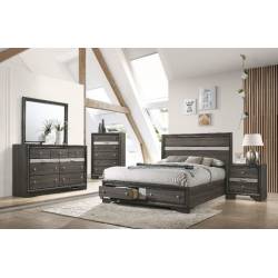 25970Q-4PC 4PC SETS Naima Queen Bed w/Storage in Gray