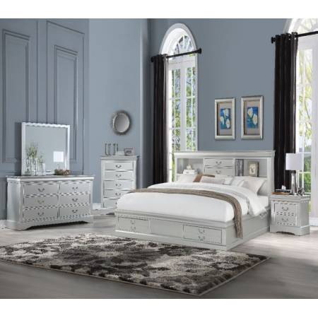Louis Philippe III Eastern King Bed in Platinum - Acme Furniture 24917EK