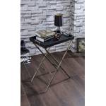 Lajos Tray Table in Black Weave & Antique Gold - Acme Furniture 98278