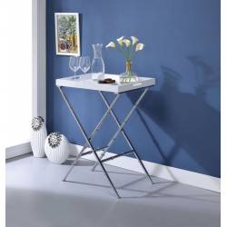 Lajos Tray Table in White & Chrome - Acme Furniture 98275