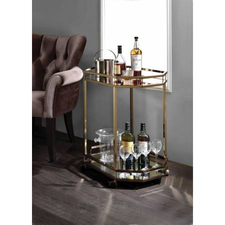 Lacole Serving Cart in Champagne & Mirror - Acme Furniture 98197