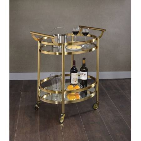 Lakelyn Serving Cart in Brushed Bronze & Clear Glass - Acme Furniture 98190