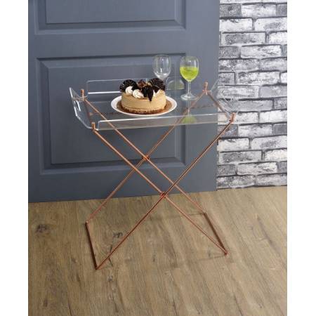 Cercie Tray Table in Clear Acrylic & Copper - Acme Furniture 98189