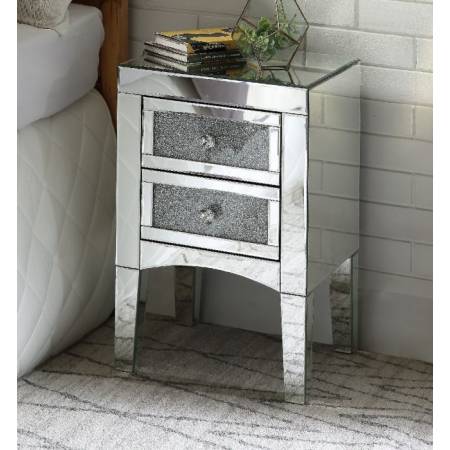 Nowles Night Table in Mirrored & Faux Stones - Acme Furniture 97651
