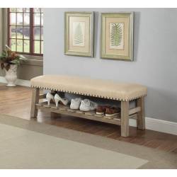 Bigot Bench w/Storage in Fabric & Antique White - Acme Furniture 96773
