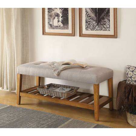 Charla Bench in Light Gray & Oak - Acme Furniture 96680
