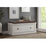Aislins Bench w/Storage in Fabric & White Washed - Acme Furniture 96618