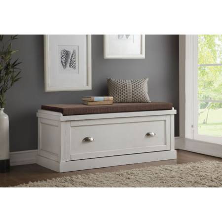 Aislins Bench w/Storage in Fabric & White Washed - Acme Furniture 96618
