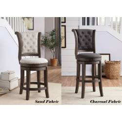 Glison Bar Chair (1Pc) in Charcoal Fabric & Walnut - Acme Furniture 96458