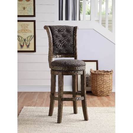 Glison Counter Height Chair (1Pc) in Charcoal Fabric & Walnut - Acme Furniture 96456