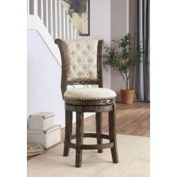 Glison Counter Height Chair (1Pc) in Beige Fabric & Walnut - Acme Furniture 96455