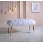 Bagley II Bench in White Faux Fur & Gold - Acme Furniture 96450