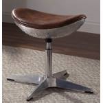 Brancaster Stool in Retro Brown Top Grain Leather & Aluminum - Acme Furniture 96160