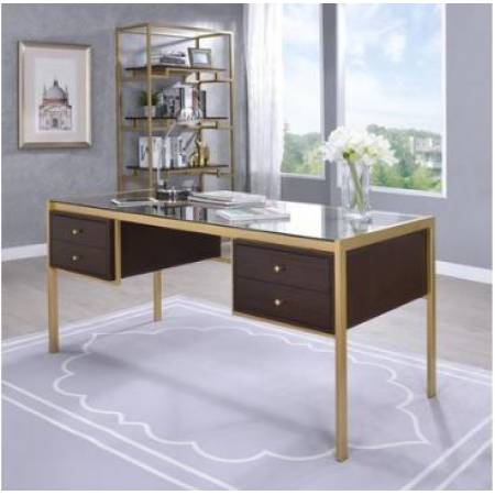 Yumia Desk in Gold & Clear Glass - Acme Furniture 92785